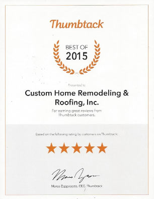 Thumbtack award - Best of 2015 to CHR Roofing 